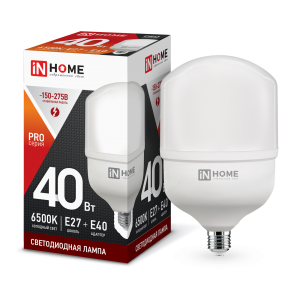 Лампа светодиодная LED-HP-PRO 40Вт 230В Е27 с адаптером E40 6500К 3800Лм IN HOME