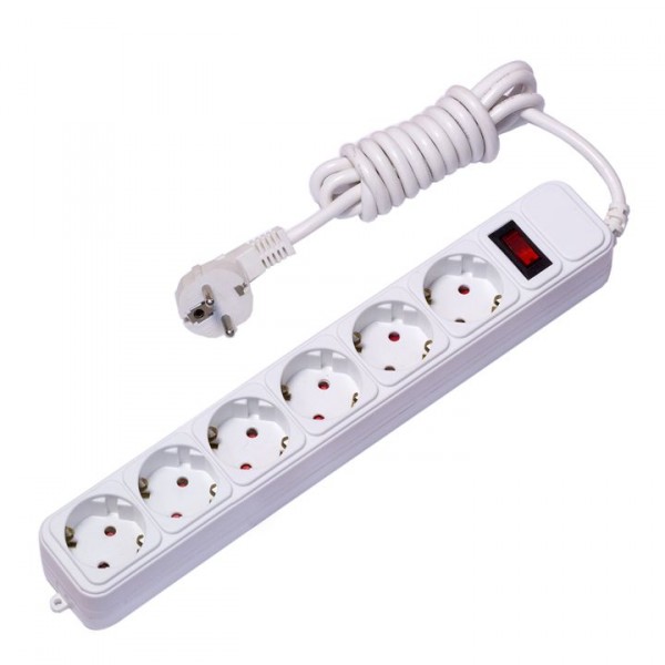 Сетевой фильтр 6*3м 16А/3,2кВт с выкл. c/з ПВС 3х1,0 Блокбастер XL EKF